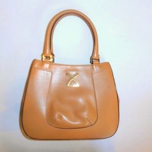 Leonard Paris Tan Leather Double Handle Satchel